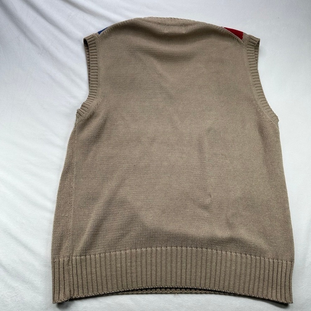 Wakefield Co Kenneth Gordon Mens L Argyle V Neck Sweater Vest Tan Brown Vintage - Picture 14 of 16